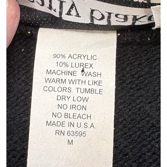 Carly Blake Women’s Vintage Holiday Sweater Gold Black Metallic M USA RN 63595 - Picture 6 of 7